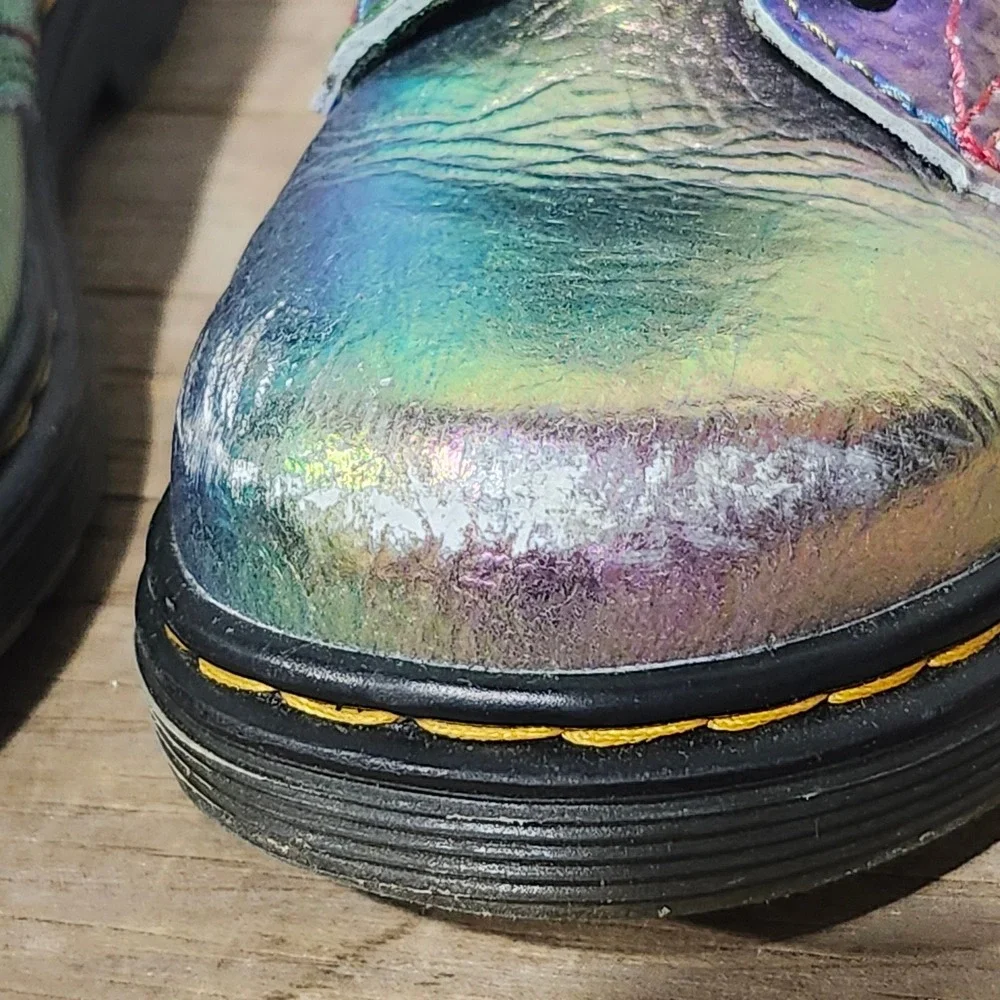 Dr. Martens 1460 T Kids Iridescent Rainbow Metallic Combat Boots Size 9 US